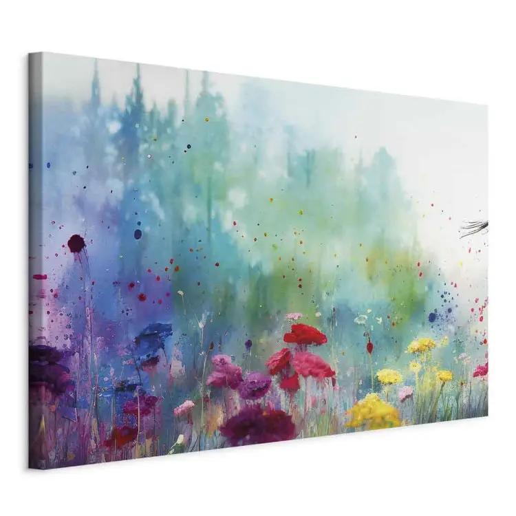 Flores coloridas - composição pictórica com floresta gerada por IA