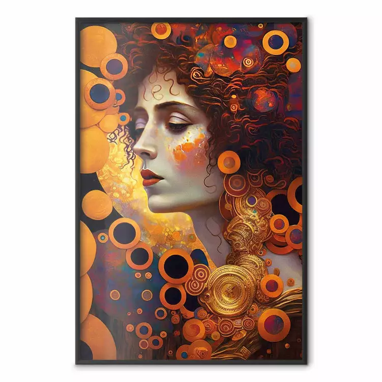 Uma mulher pensativa - retrato inspirado na obra de Gustav Klimt