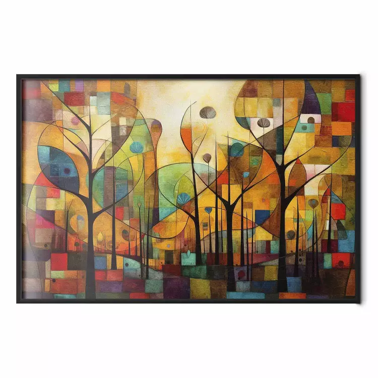 Floresta colorida - composição geométrica inspirada no estilo de Klimt