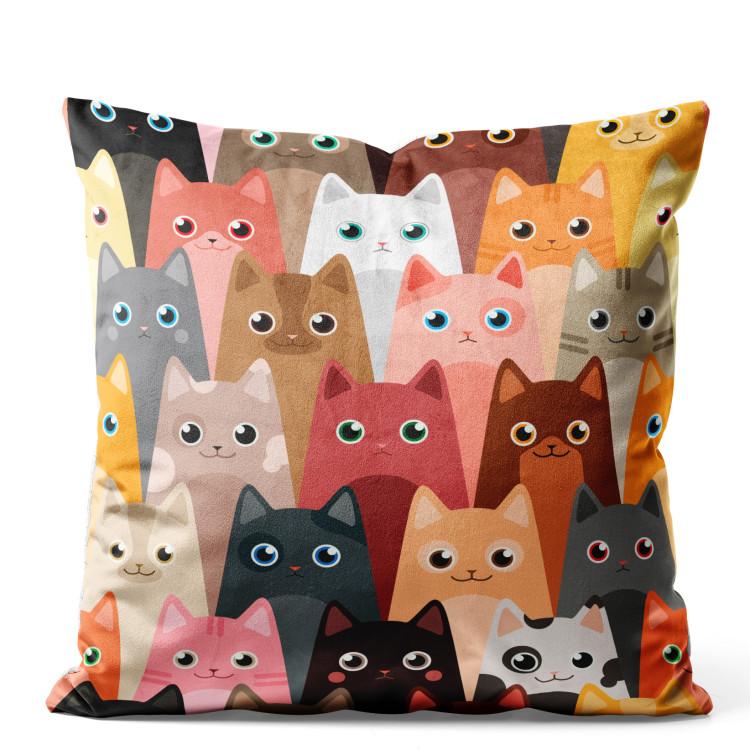 Almofada veludo Colorful Animals - Illustrated Composition With Cats in Different Colors