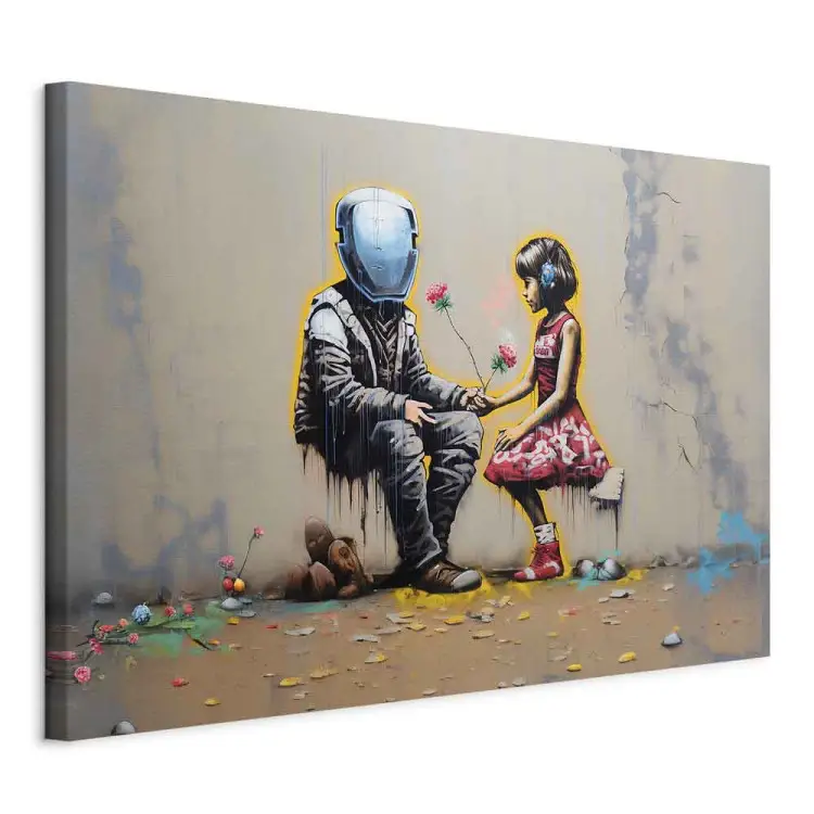 Meeting AI - graffiti futurista e colorido ao estilo de Banksy