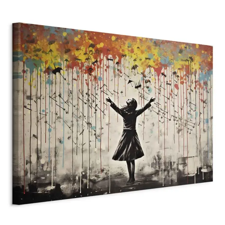 Rain song - graffiti colorido inspirado por Banksy
