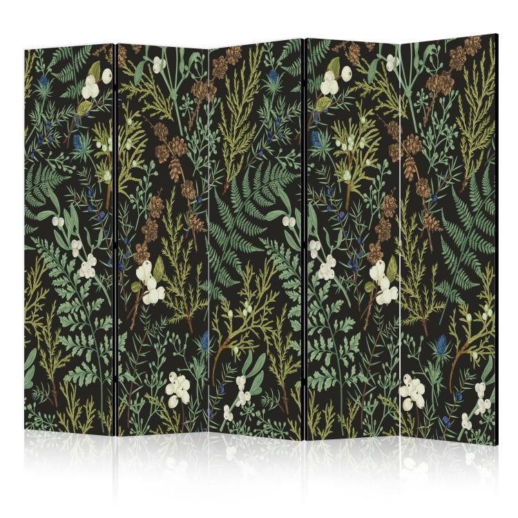 Biombo Botanical Pattern - Numerous Species of Leaves on Graphite Background II [Room Dividers]