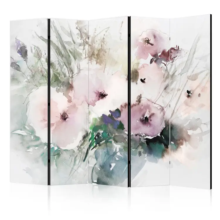 Flores em aguarela II - bouquet num vaso em tons pastel