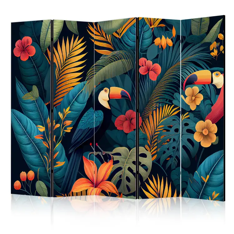 Aves exóticas II - tucanos no meio de uma vegetação colorida