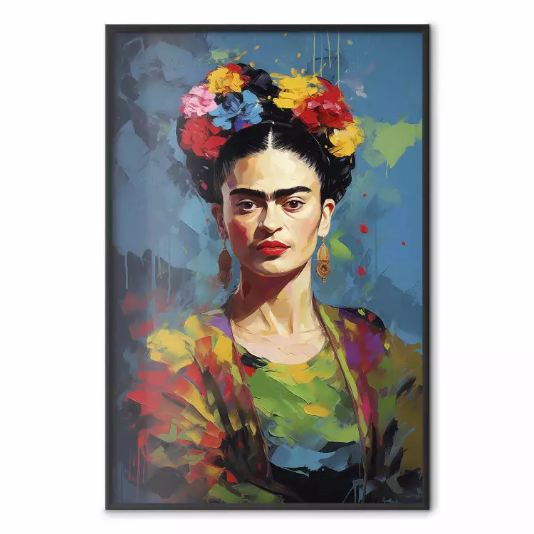Frida artística - retrato pintado com pinceladas visíveis