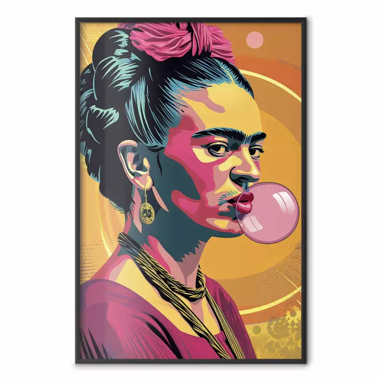 Frida Kahlo - retrato pop art da pintora com pastilha elástica