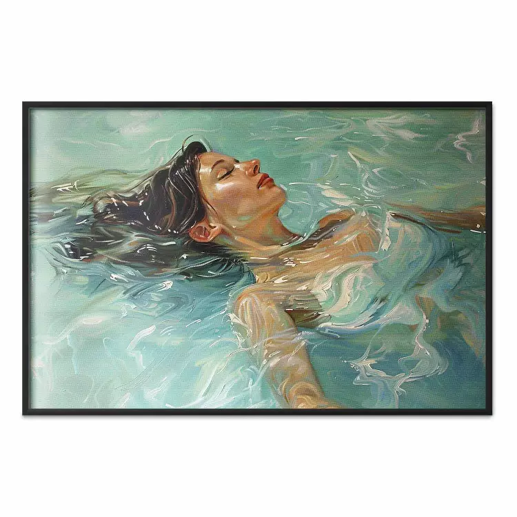 Tranquilidade relaxada - uma mulher submersa na água ao sol