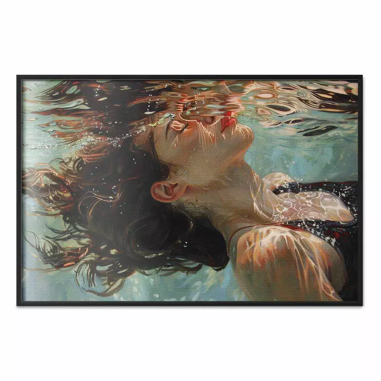 Tranquilidade subaquática - mulher a flutuar abaixo da superfície da água