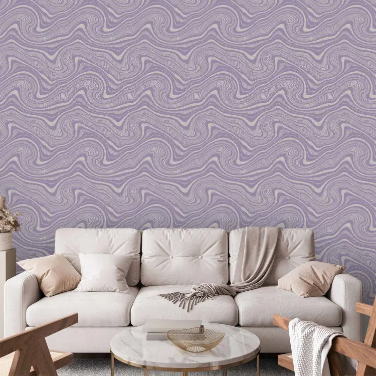 Linocuts violeta - ondas abstractas em tons de lavanda