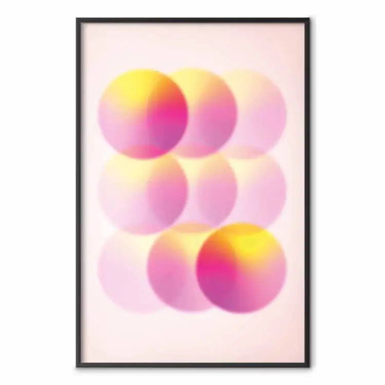 Círculos em tons pastel - círculos abstractos e coloridos em tons de rosa e amarelo sobre um fundo brilhante