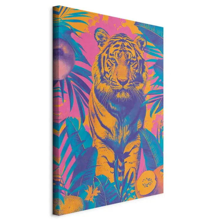 Tigre tropical - animal selvagem entre plantas e frutos exóticos