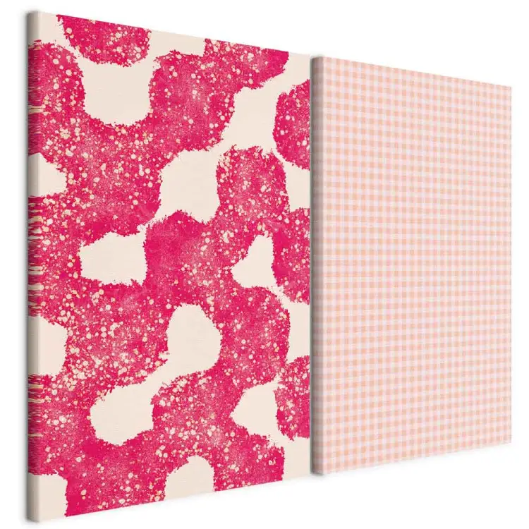 Composições cor-de-rosa - padrões geométricos em tons pastel e manchas abstractas sobre um fundo claro