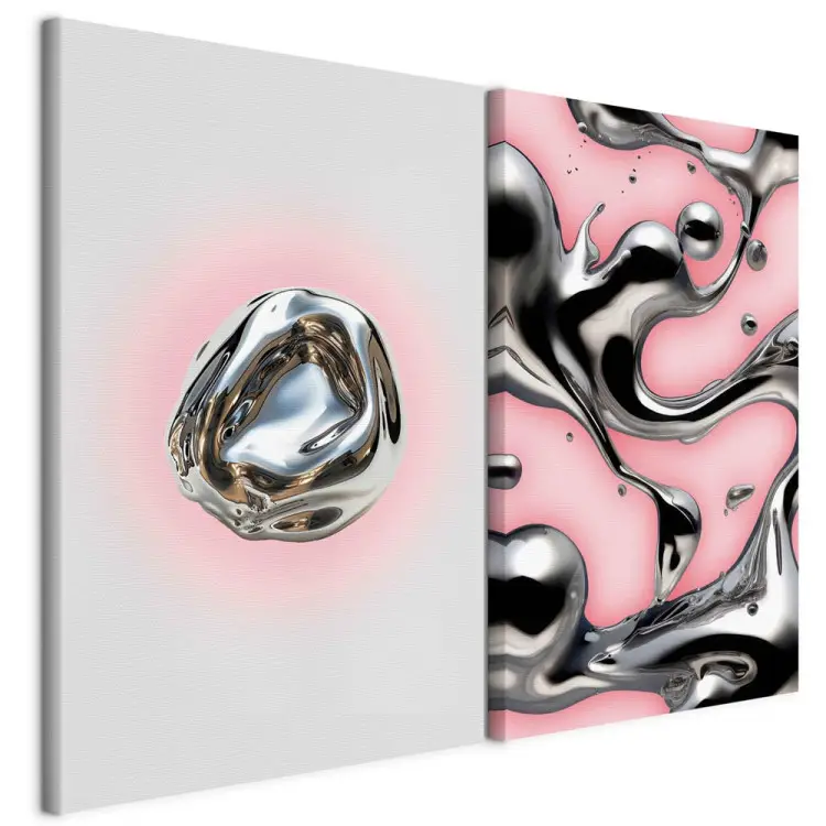Dinâmica metálica - formas abstractas sobre um fundo pastel