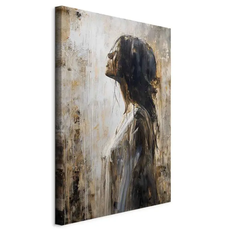 Reflexo e sombra - perfil de uma mulher sobre um fundo de pintura aquática