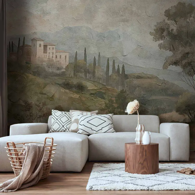 Villa toscana - paisagem pitoresca com ciprestes e edifício antigo