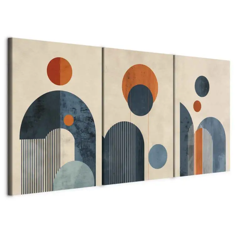 Inspirado Bauhaus - formas geométricas e linhas em tons de laranja e azul