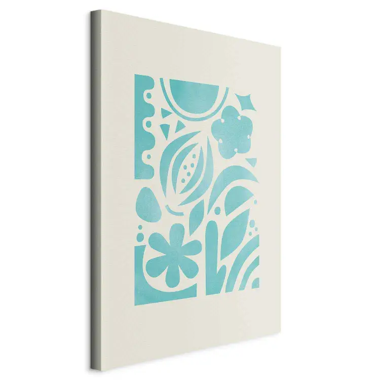 Flora Azul - flores decorativas e folhas em composição gráfica