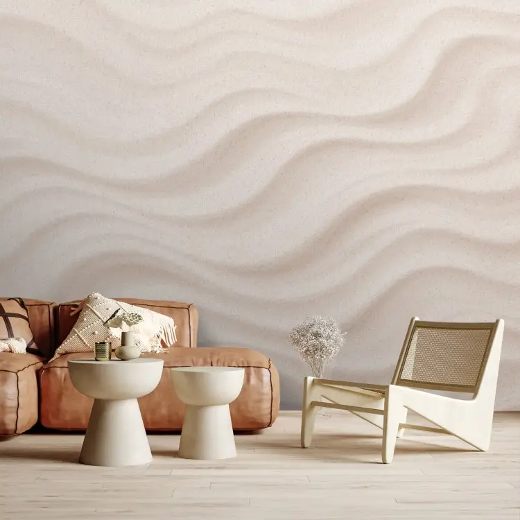 Ondas Bege - Um padrão abstrato suave de linhas onduladas ao fundo