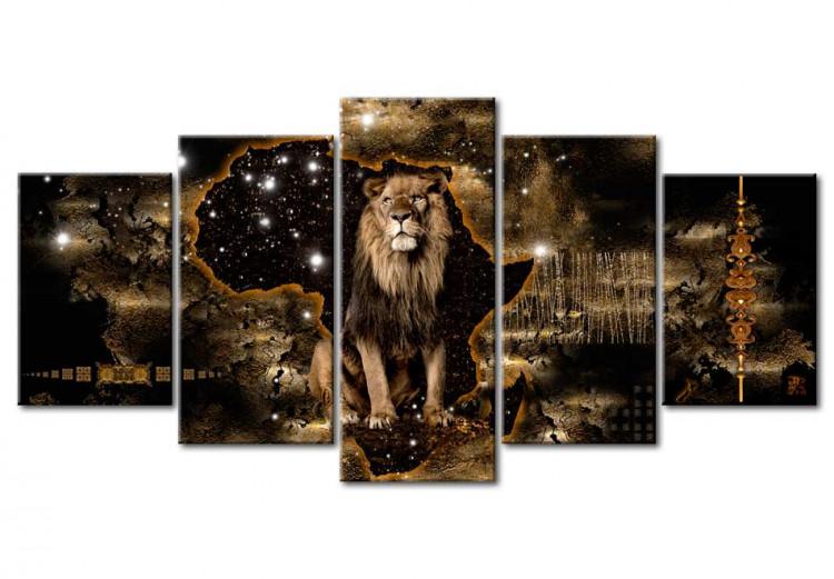 Quadro em tela Golden Lion (5 Parts) Wide