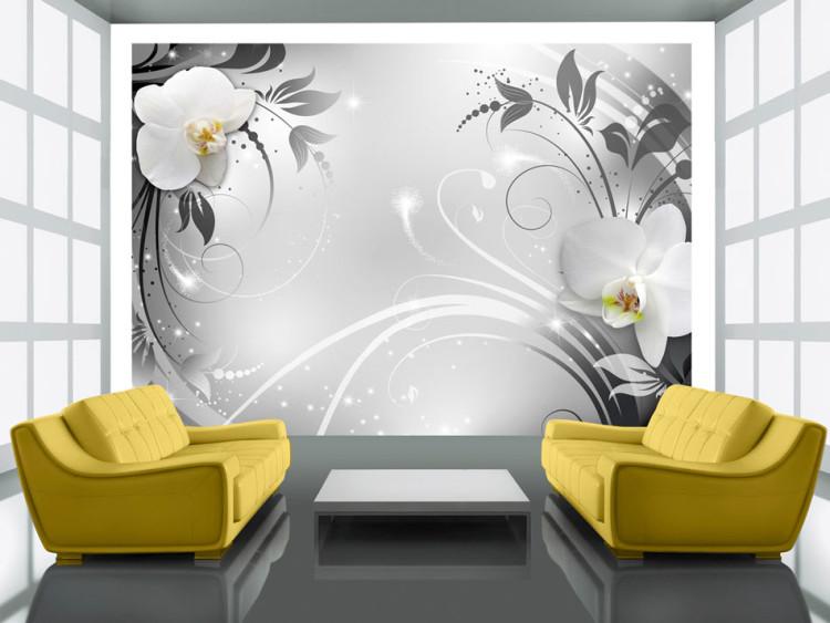 Mural de parede Orchids on silver