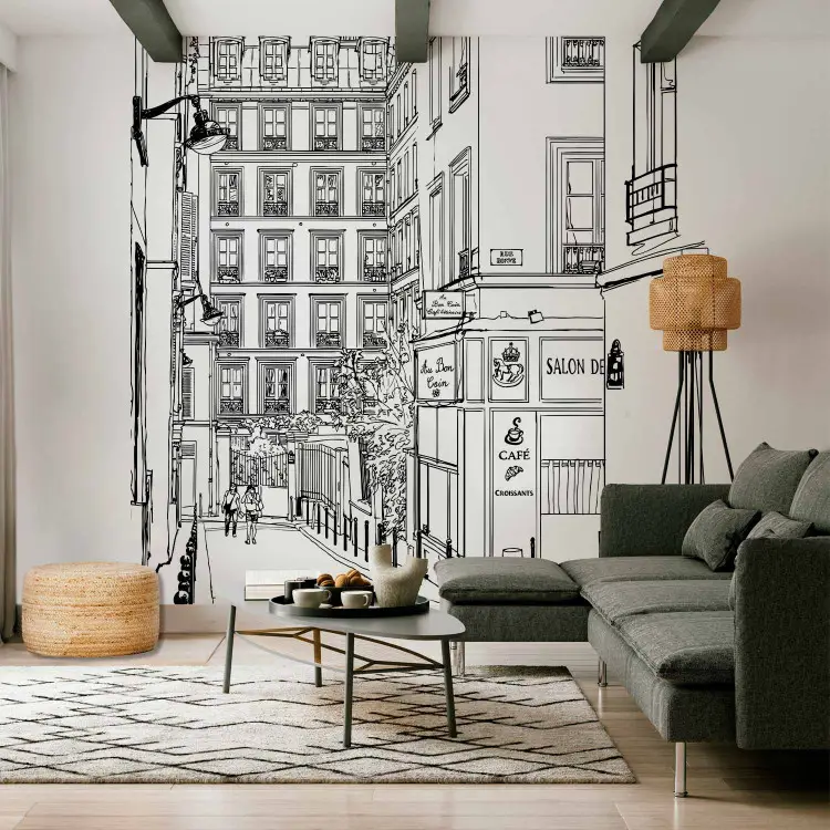 Caminhando pelas casas - arquitetura em preto e branco de Paris, na França