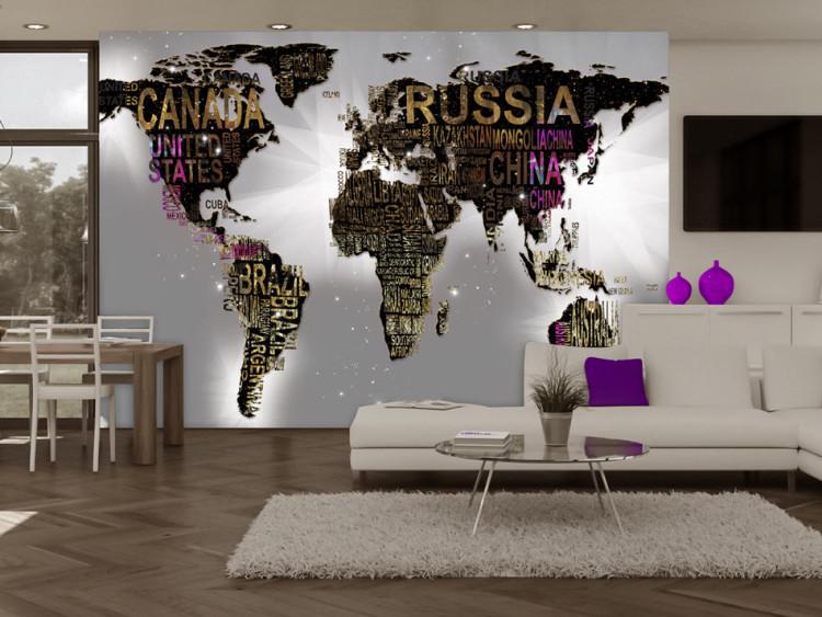 Mural de parede Continentes Pretos - mapa-múndi com países nomeados em inglês