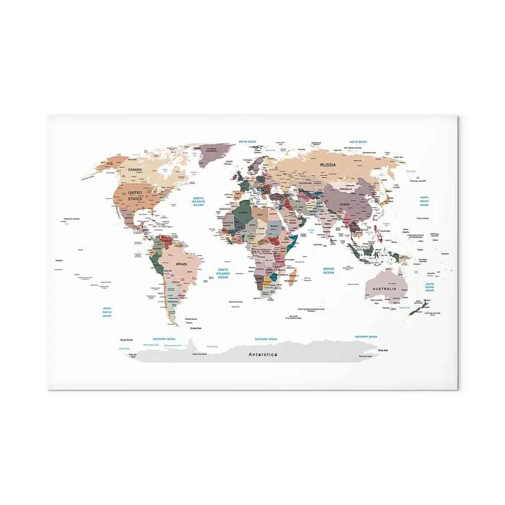 Updated Map Mundo Quadro em tela World Map: Where Today? - bimago.pt