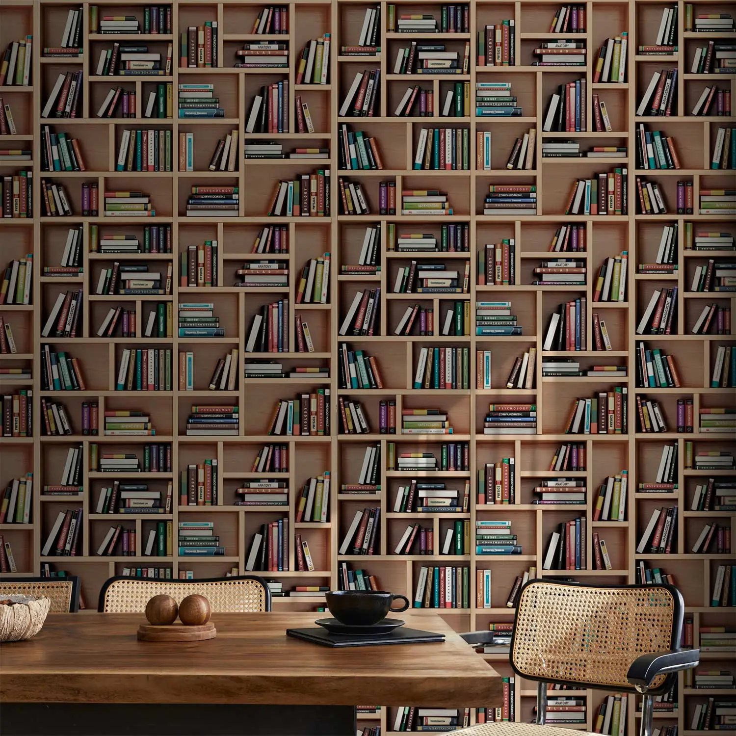 Papel De Parede De Estante De Livros Iconicos Prateleira Parede Livros