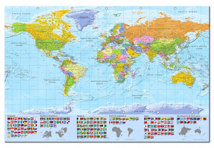 Placar de cortiça World: Colourful Map [Cork Map]