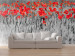 Mural de parede Papoilas Vermelhas em Trigo Preto e Branco - abstração contrastante de flores 60400