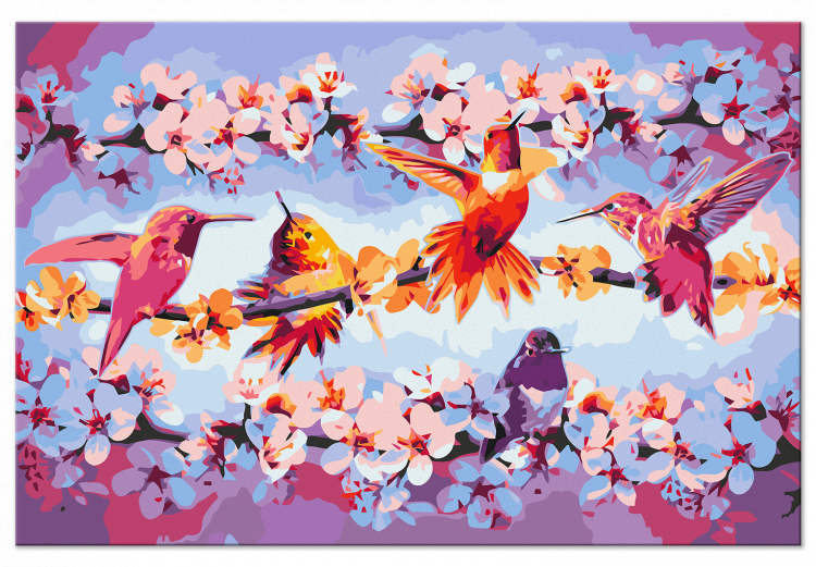 Desenho para pintar com números Chirping - Colorful Hummingbirds and Purple Flowering Twigs 144610 additionalImage 5
