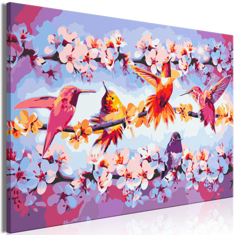 Desenho para pintar com números Chirping - Colorful Hummingbirds and Purple Flowering Twigs 144610 additionalImage 6
