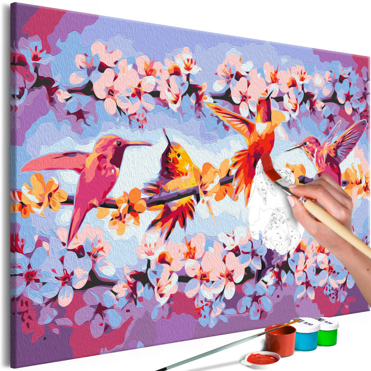Desenho para pintar com números Chirping - Colorful Hummingbirds and Purple Flowering Twigs 144610 additionalImage 4