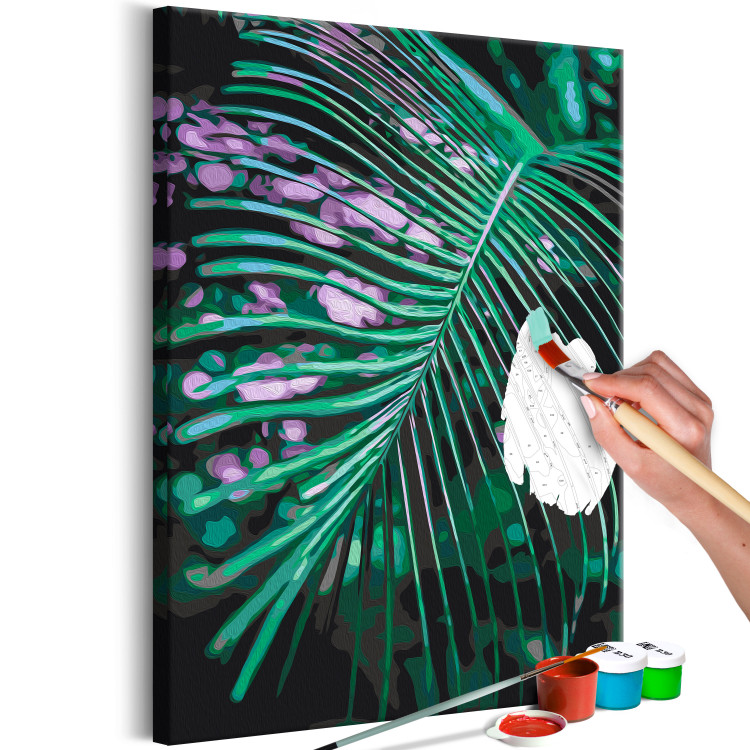 Desenho para pintar com números Morning Freshness - Green Palm Leaf With Water Drops 146210 additionalImage 7