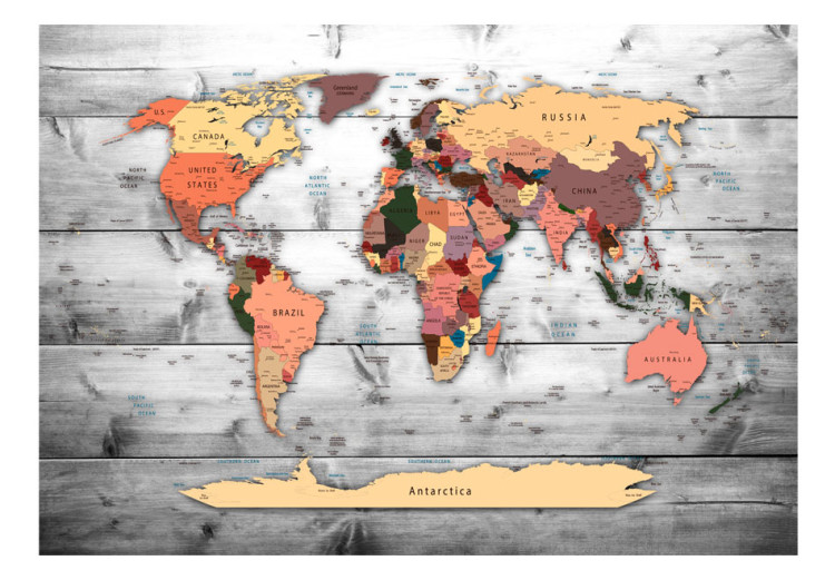 Mural de parede Direção Mundial - mapa mundial com inscrições em inglês de países e cidades 90210 additionalImage 1
