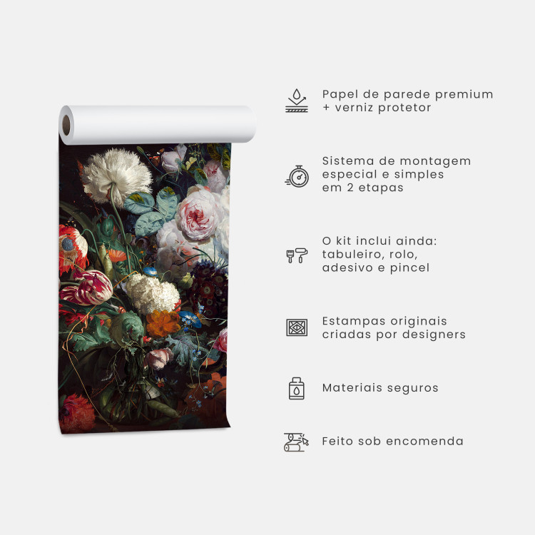 Fotomural Flores na Fumaça - Motivo abstrato de lírios vermelhos em um fundo cinza 64730 additionalImage 7