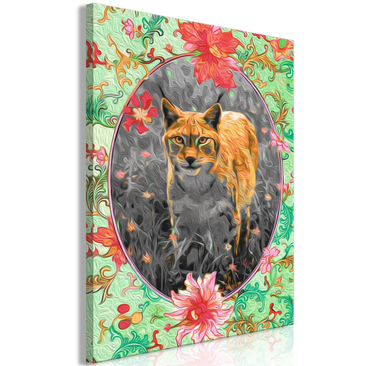 Desenho para pintar com números Stately Lynx - Portrait of a Wild Cat in the Light of the Evening Sun and Flowers 146550 additionalImage 4