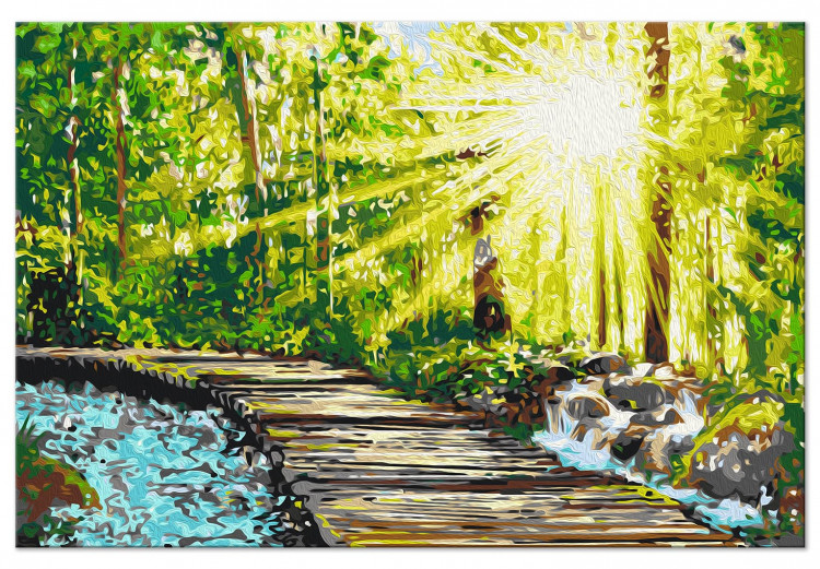 Desenho para pintar com números Walk in the Forest - Wooden Path Among Trees and a Stream 148880 additionalImage 7