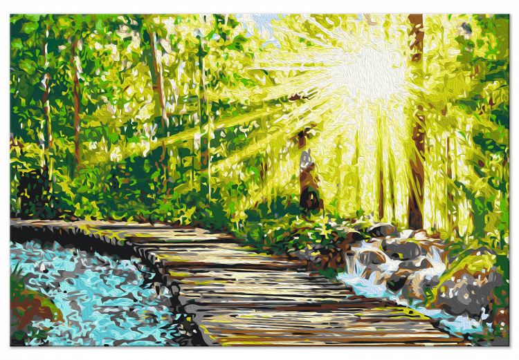 Desenho para pintar com números Walk in the Forest - Wooden Path Among Trees and a Stream 148880 additionalImage 4
