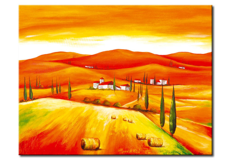Pintura Campos da Toscana (1 parte) - paisagem com colinas e arquitetura italiana 47580