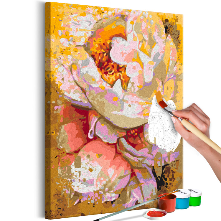 Desenho para pintar com números White Flowers - Blooming Bright Camellia on a Golden Abstract Background 146190 additionalImage 6