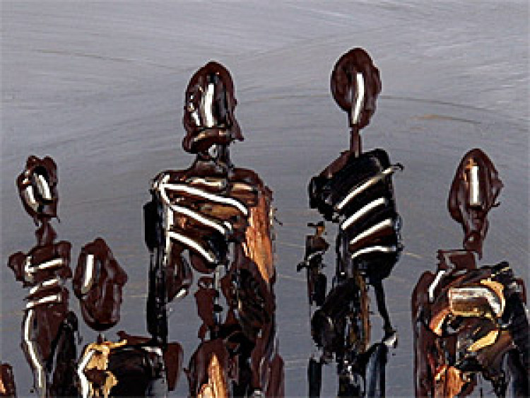 Quadro em tela Sequência (1 peça) - silhuetas abstratas de pessoas em fundo cinza 47090 additionalImage 2