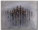 Quadro em tela Sequência (1 peça) - silhuetas abstratas de pessoas em fundo cinza 47090