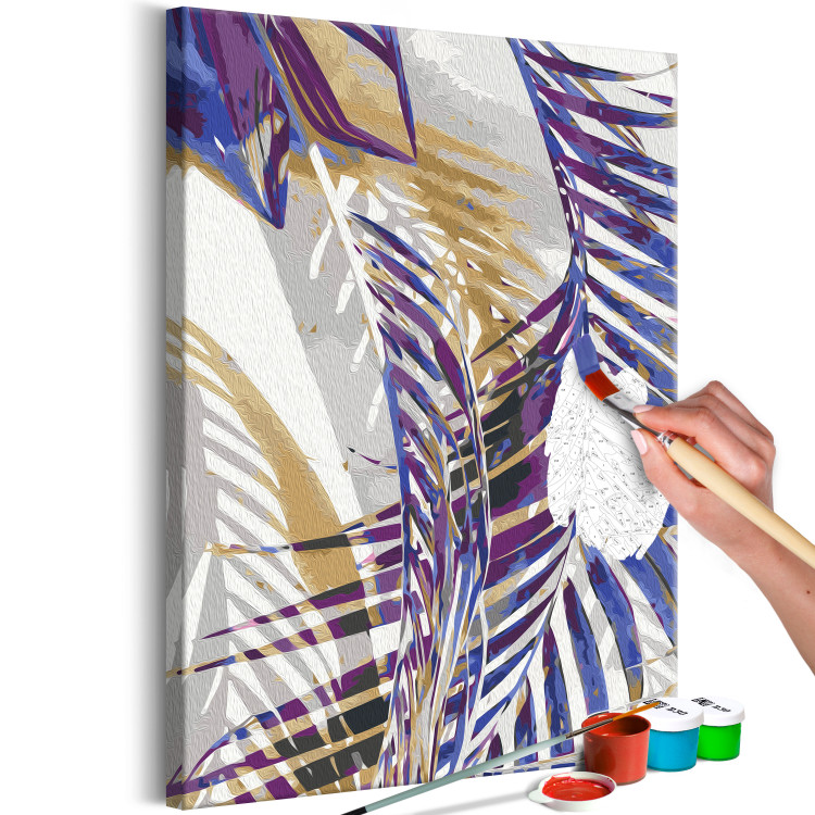 Desenho para pintar com números Windy Morning - Delicate Purple Palm Branches on a Gray Background 146201 additionalImage 7
