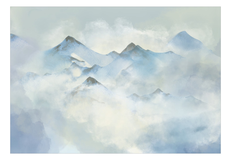 Fotomural Inverno nas montanhas - paisagem de picos cobertos de neve e nevoeiro 138831 additionalImage 1
