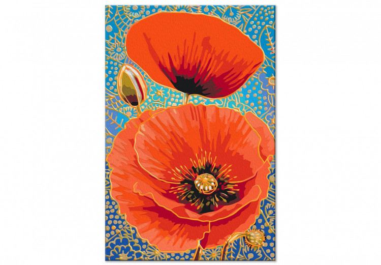 Desenho para pintar com números Red Poppies - Meadow Flowers on a Turquoise Decorative Background 144141 additionalImage 7