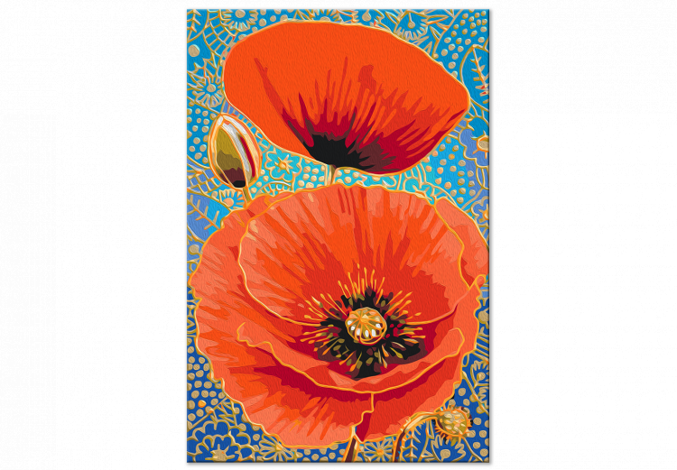 Desenho para pintar com números Red Poppies - Meadow Flowers on a Turquoise Decorative Background 144141 additionalImage 5