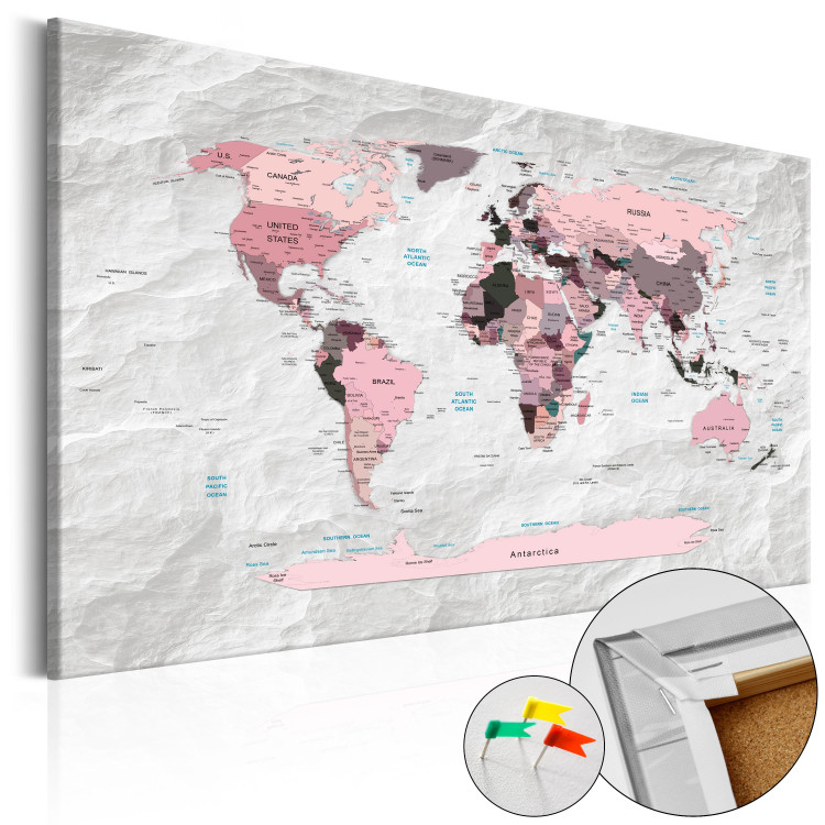 Placar de cortiça Pink Continents [Cork Map] 92251