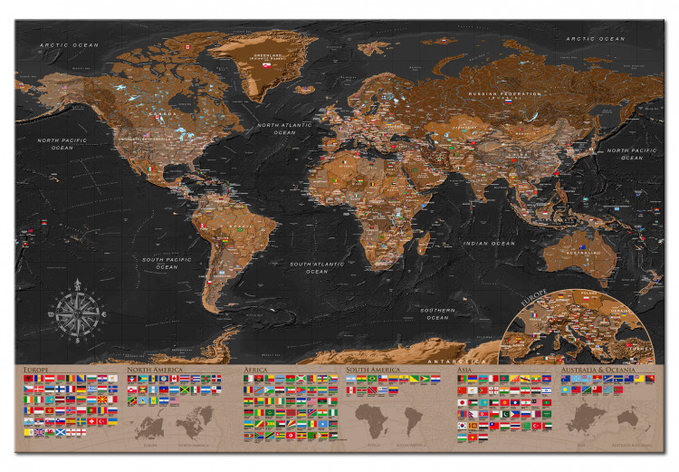 Placar de cortiça World: Brown Map [Cork Map] 98051 additionalImage 2